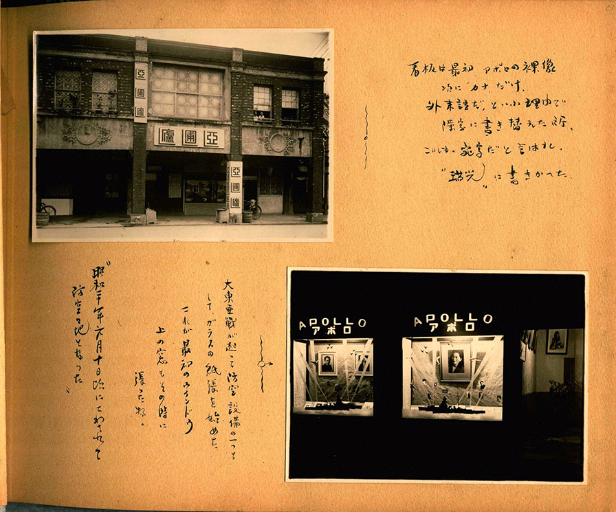 1944年，照片拍攝正值大東亞戰爭，彭瑞麟將依照規定貼在櫥窗玻璃上的膠帶融入場景中，設計為懸掛飛機下，艦隊上方的探照光束/詳情參見上述臉書專頁